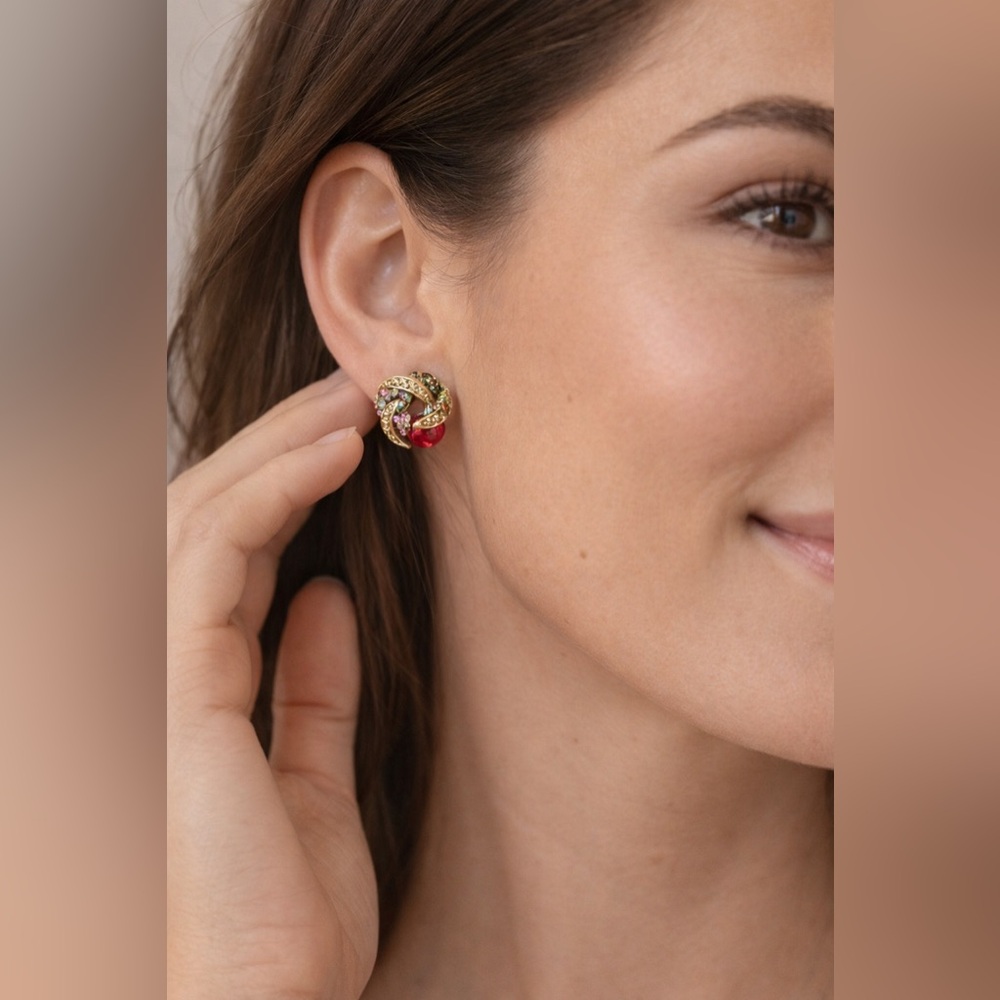 Stainless steel beautiful gold‎ multicolor earring